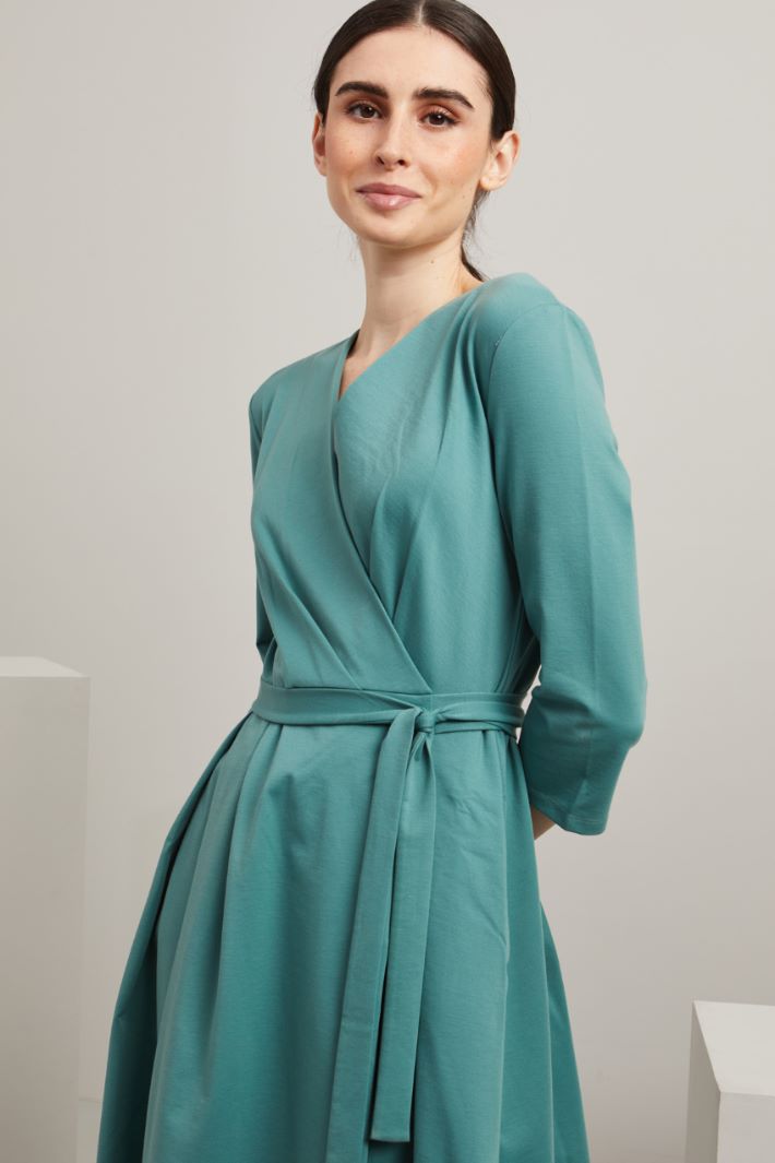 Abito a portafoglio in jersey - VERDE SALVIA - Fashion Market - 3