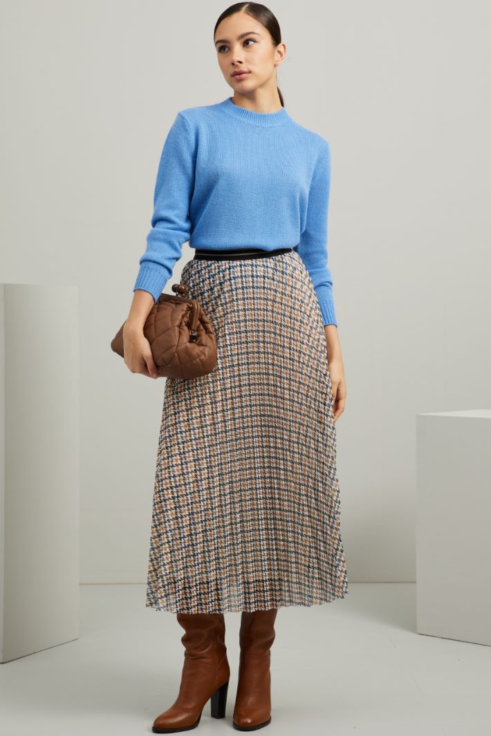 Gonna plissè - BLU CAMMELLO BEIGE - Fashion Market