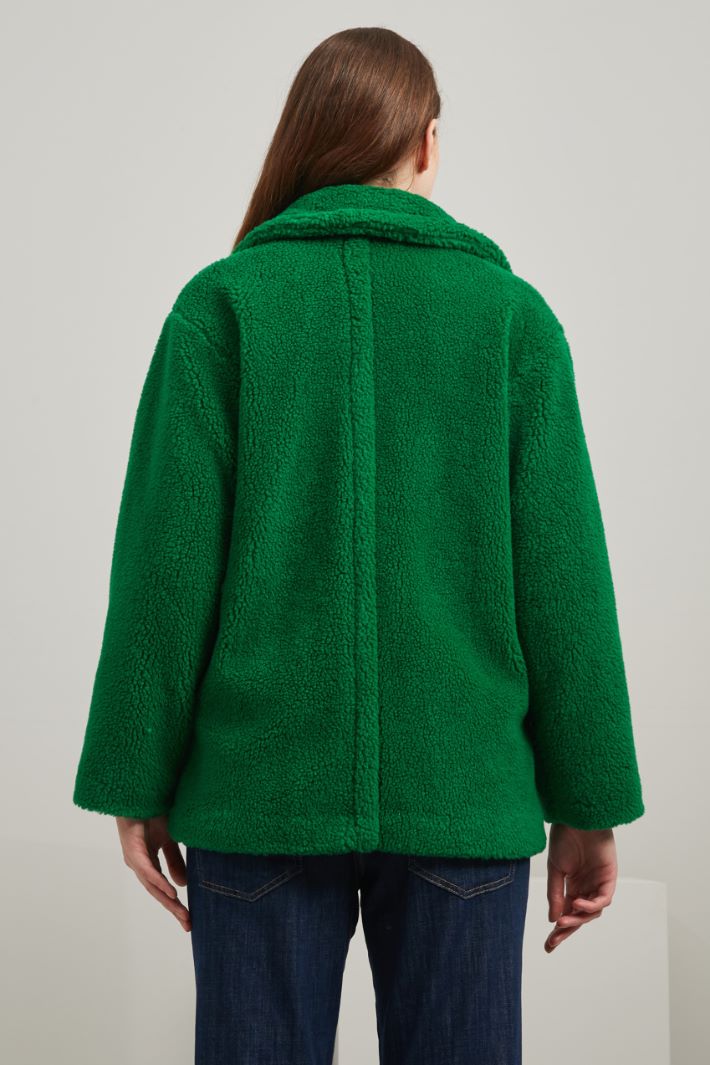 Doppiopetto effetto peluche - VERDE - Fashion Market - 4
