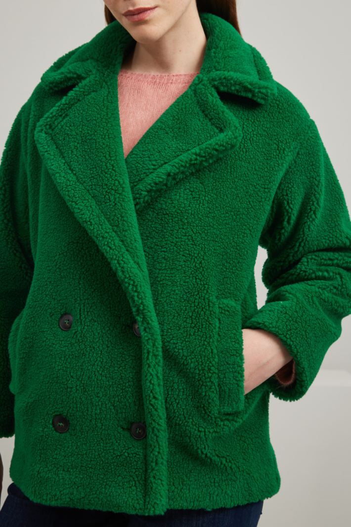 Doppiopetto effetto peluche - VERDE - Fashion Market - 3