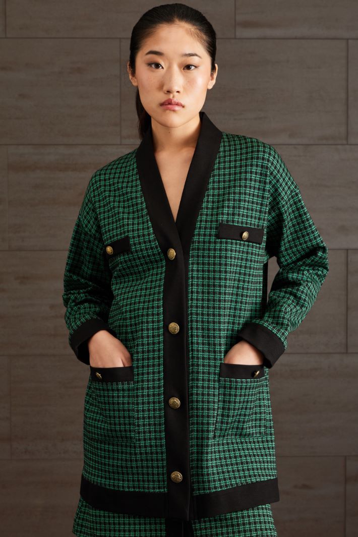 Giacca in jersey jacquard - VERDE NERO ORO - Fashion Market - 2