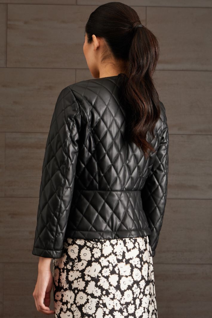 Giacca imbottita in similpelle - NERO - Fashion Market - 4