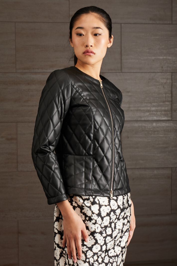 Giacca imbottita in similpelle - NERO - Fashion Market - 2