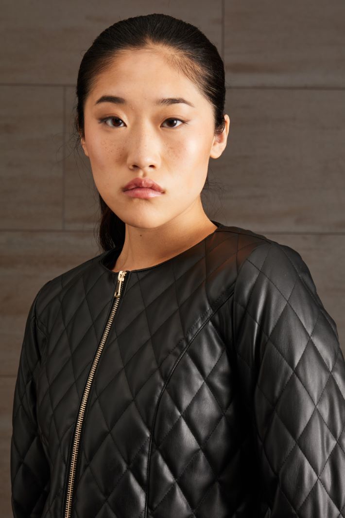 Giacca imbottita in similpelle - NERO - Fashion Market - 3