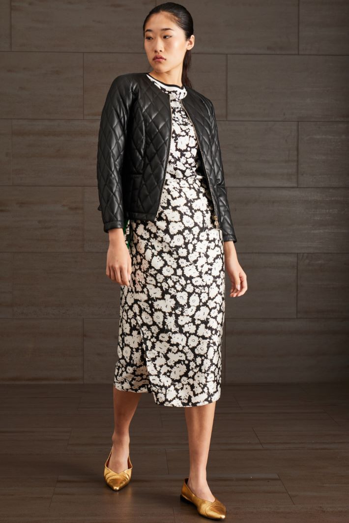 Giacca imbottita in similpelle - NERO - Fashion Market