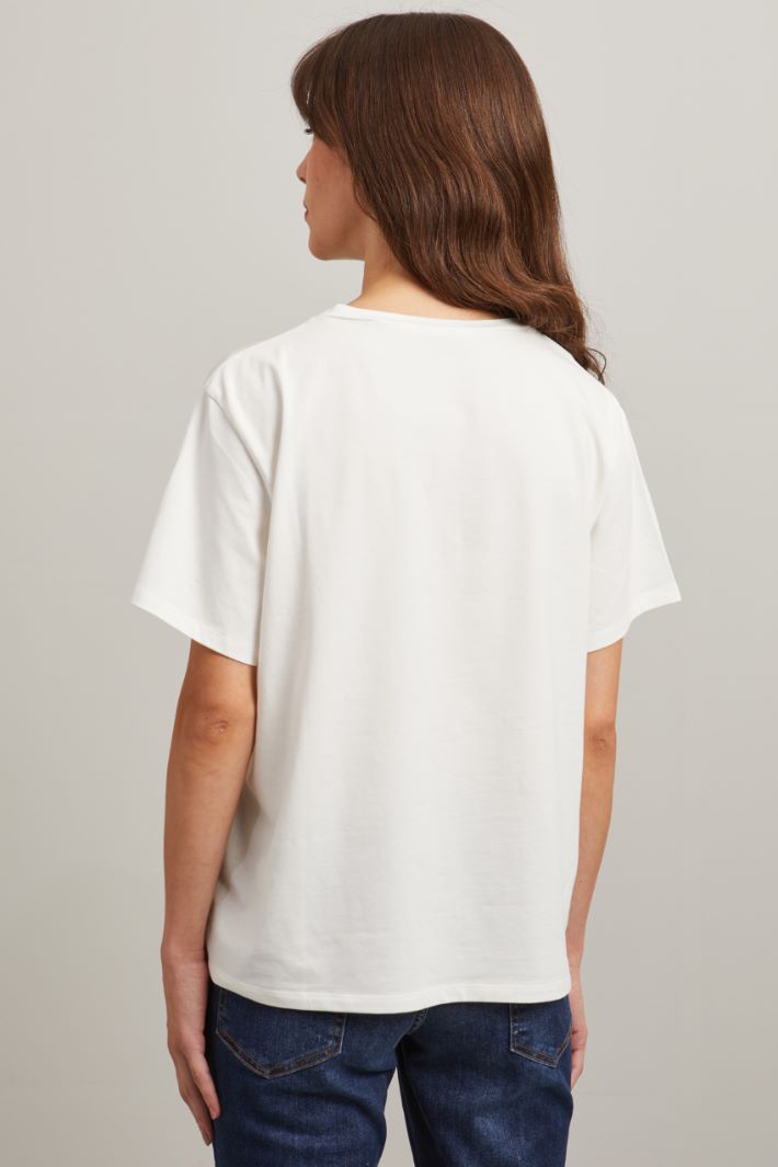 T-shirt in crépe de chine - BIANCO VERDE ROSA - Fashion Market - 4