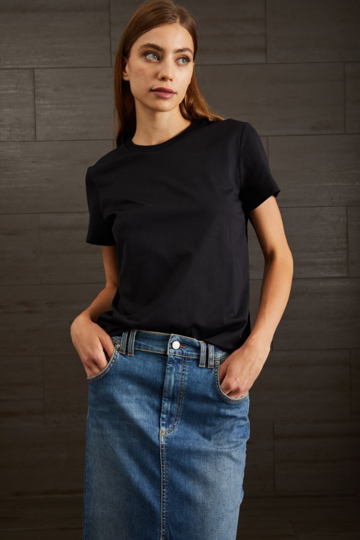 T-shirt in puro cotone - NERO - Fashion Market - 2