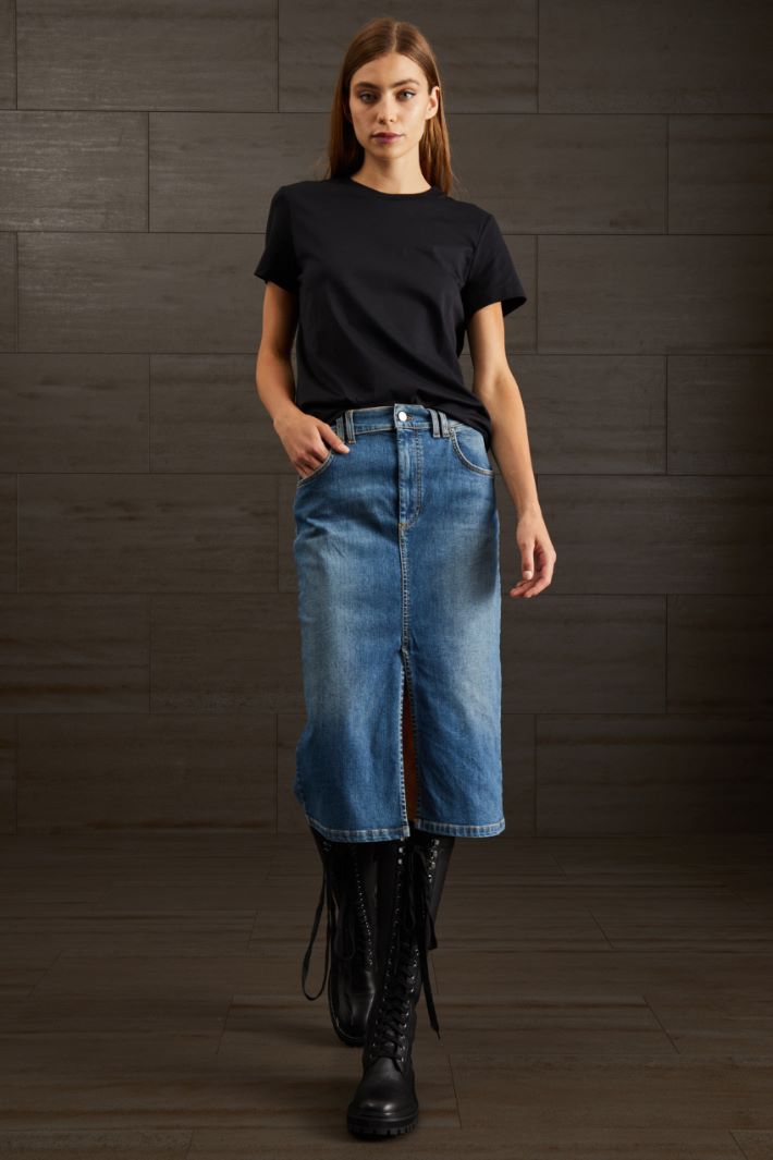 T-shirt in puro cotone - NERO - Fashion Market