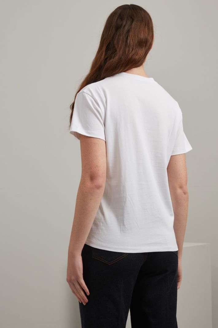 T-shirt in puro cotone - BIANCO VERDE VIOLA - Fashion Market - 4