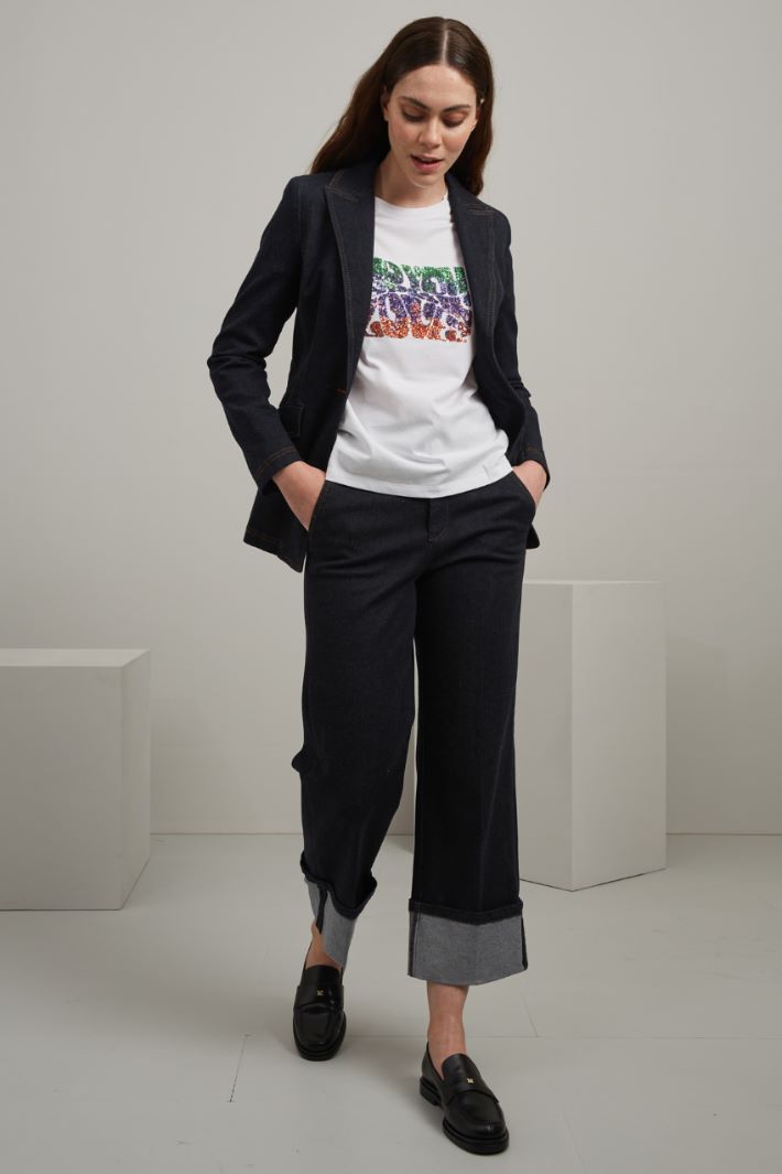 T-shirt in puro cotone - BIANCO VERDE VIOLA - Fashion Market