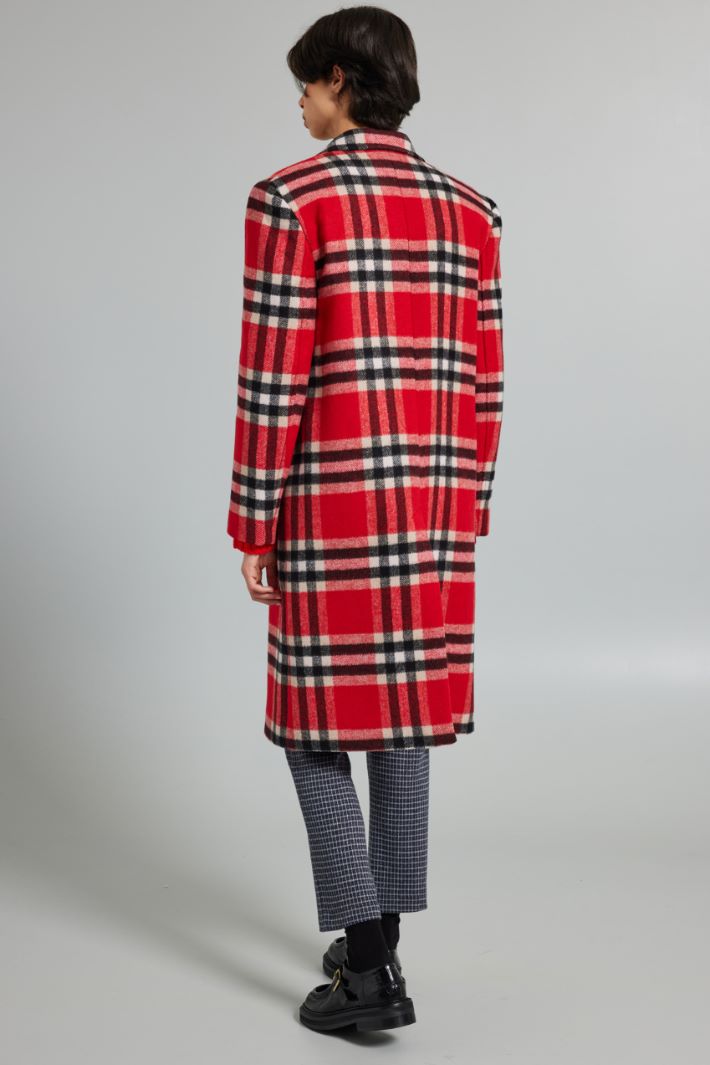 Cappotto over in panno - ROSSO NERO BIANCO - Fashion Market - 4