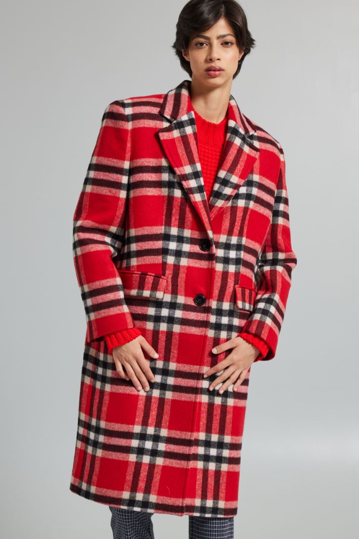 Cappotto over in panno - ROSSO NERO BIANCO - Fashion Market - 2