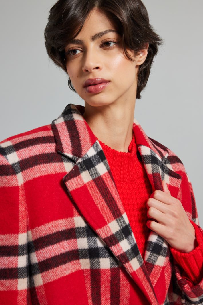Cappotto over in panno - ROSSO NERO BIANCO - Fashion Market - 3