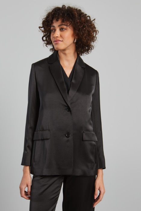 Blazer in raso con spacco - Fashion Market