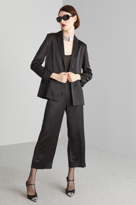 Blazer in raso con spacco - Fashion Market