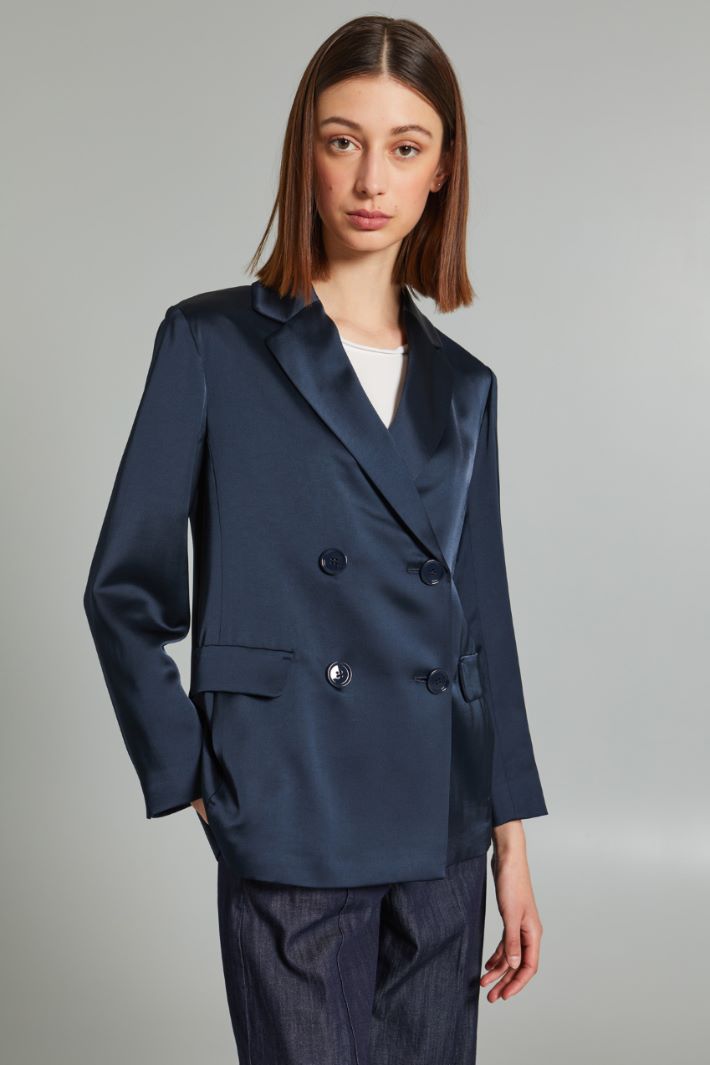 Blazer doppiopetto in raso - BLU NOTTE - Fashion Market - 2