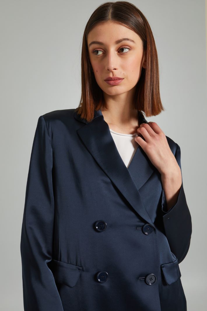 Blazer doppiopetto in raso - BLU NOTTE - Fashion Market - 3