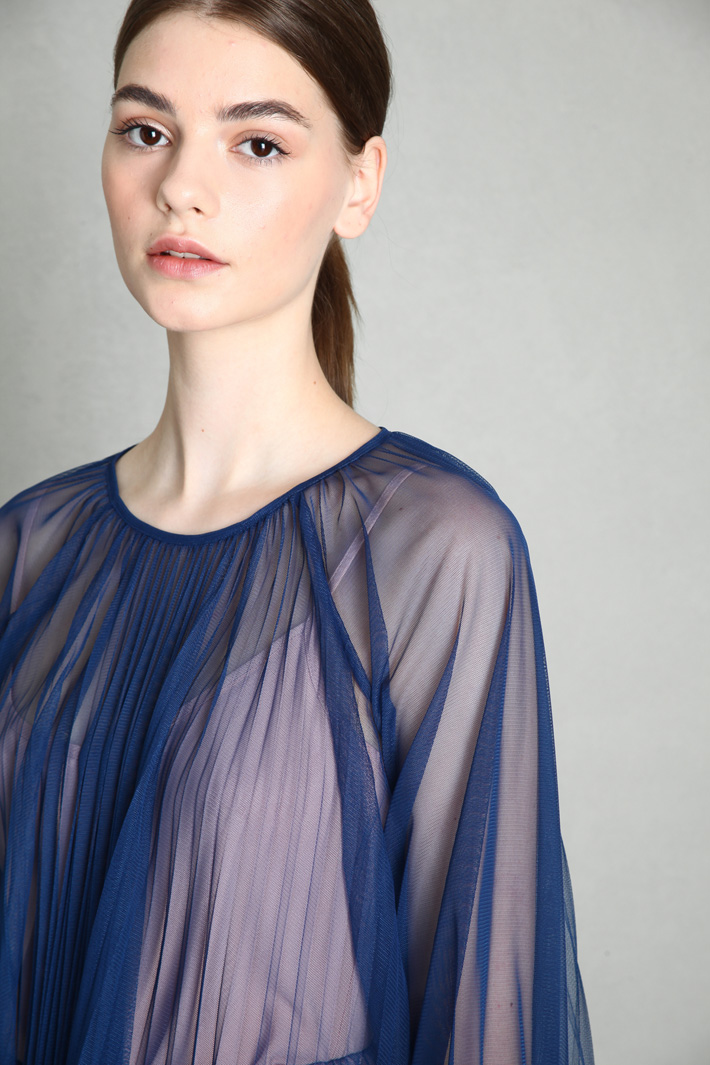 Top in tulle plissè - BLU ROSA - Fashion Market - 3