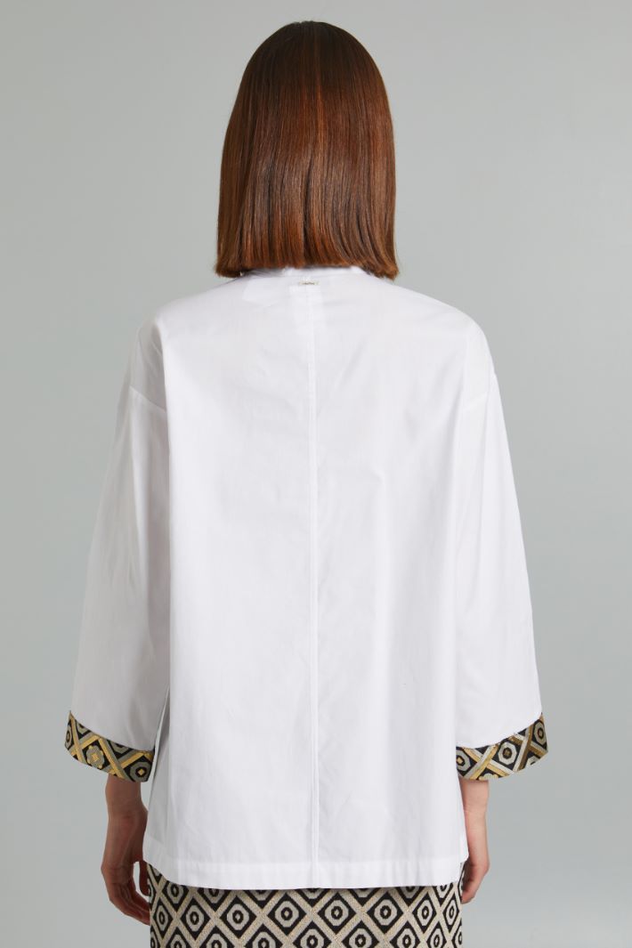 Casacca con polsini jacquard - BIANCO - Fashion Market - 4