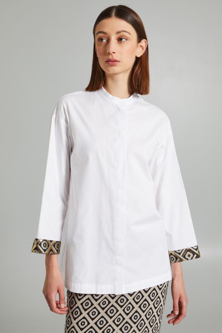Casacca con polsini jacquard - BIANCO - Fashion Market - 2