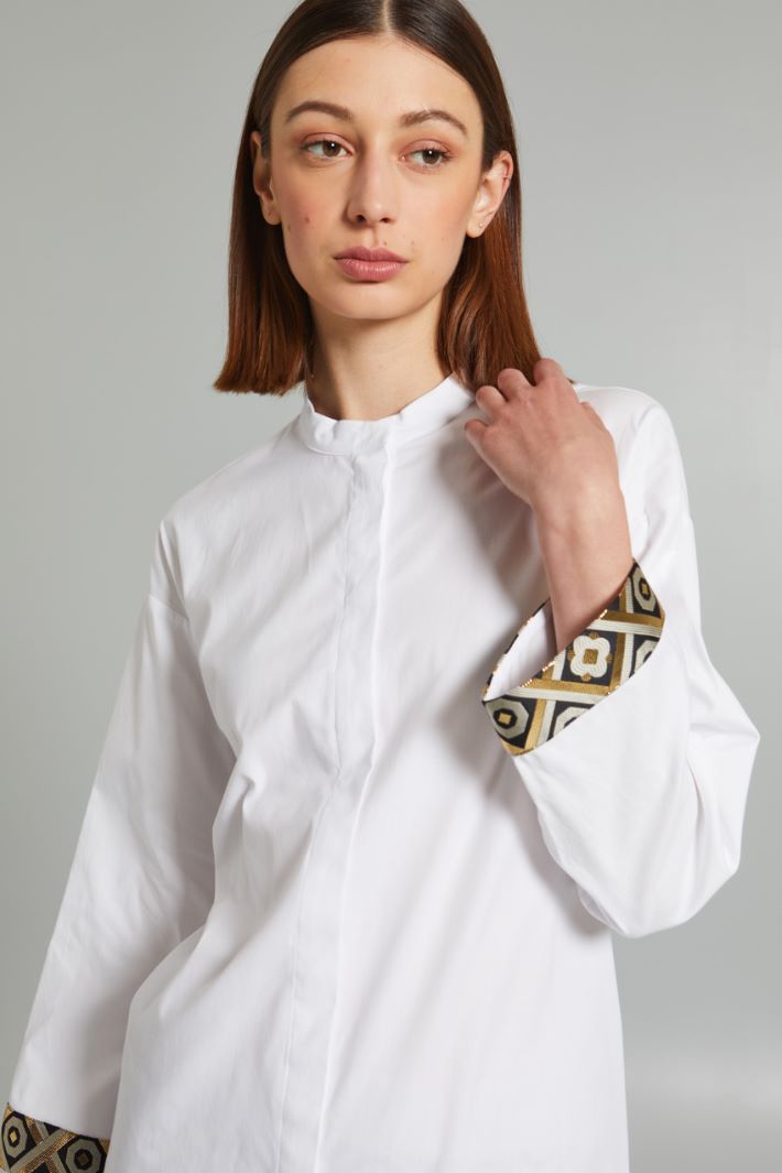 Casacca con polsini jacquard - BIANCO - Fashion Market - 3