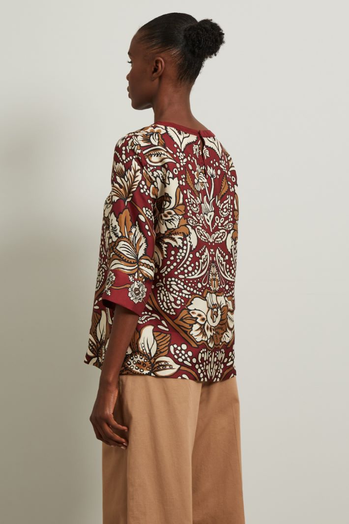 Casacca in twill di seta - ROSSO RUBINO - Fashion Market - 4