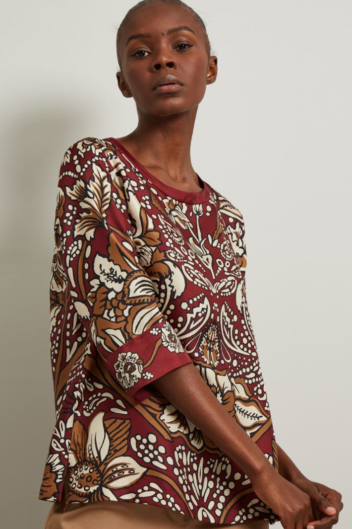 Casacca in twill di seta - ROSSO RUBINO - Fashion Market - 3