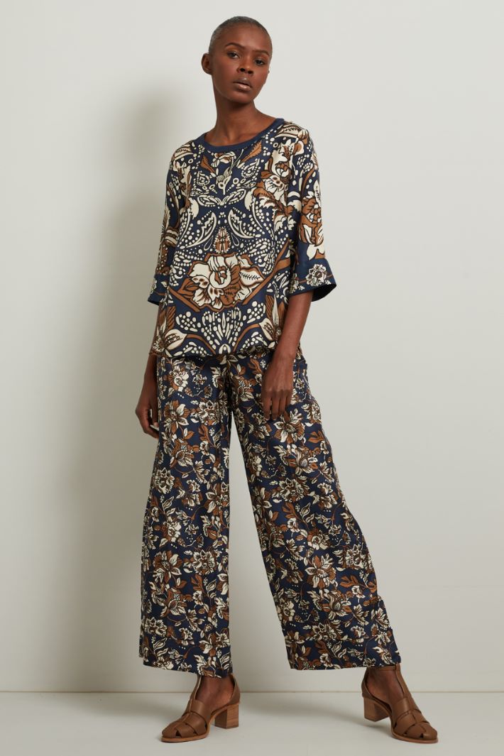 Casacca in twill di seta - BLU SCURO CAMMELLO - Fashion Market - 2