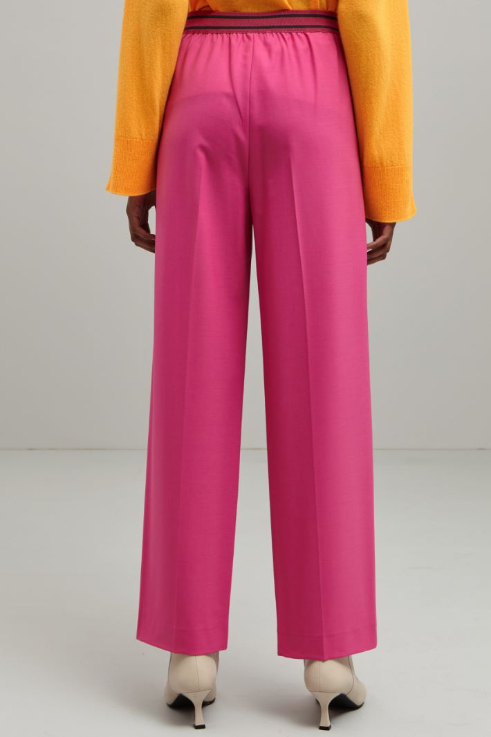 Pantaloni in lana stretch - FUXIA - Fashion Market - 4