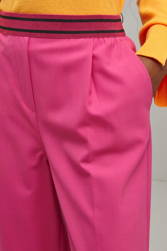 Pantaloni in lana stretch - FUXIA - Fashion Market - 3
