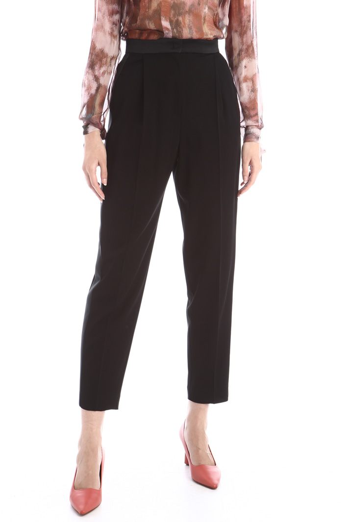 Pantaloni in cady con inserti - NERO - Fashion Market - 4