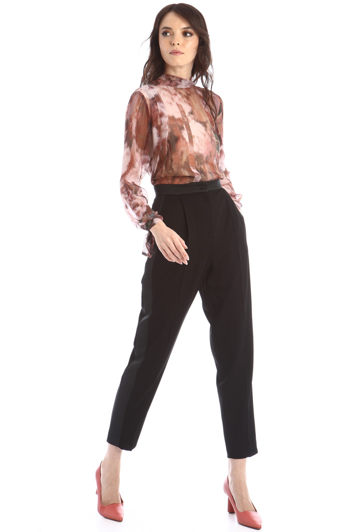 Pantaloni in cady con inserti - NERO - Fashion Market