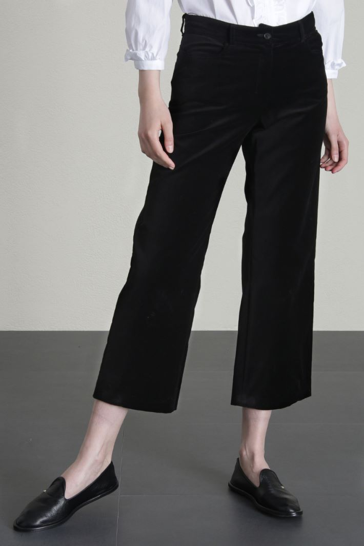 Pantaloni in velluto di cotone - NERO  - Fashion Market - 2