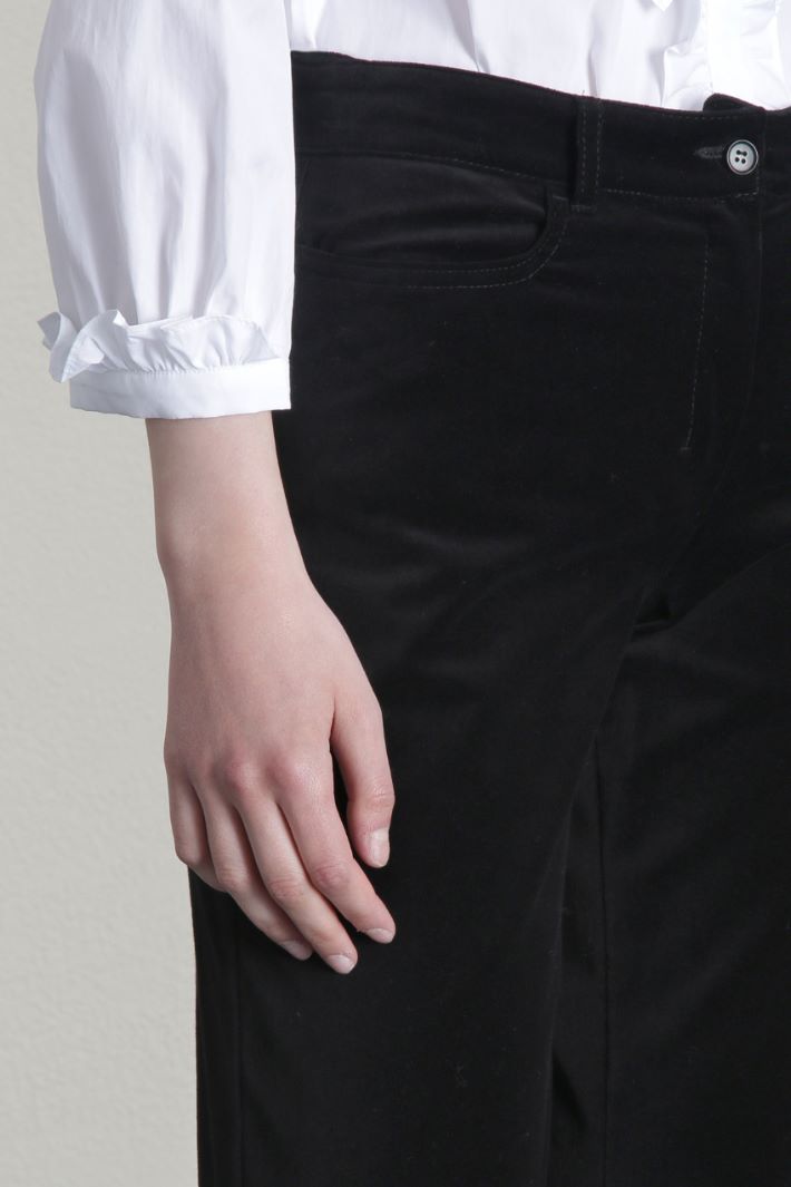 Pantaloni in velluto di cotone - NERO  - Fashion Market - 3
