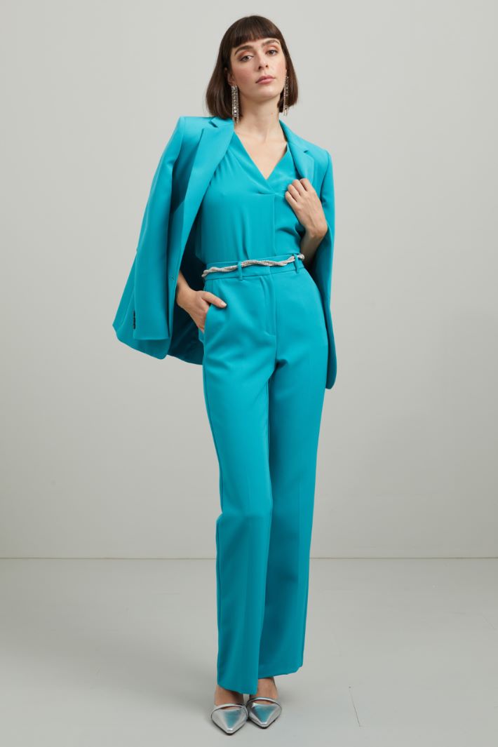 Pantaloni in cady - TURCHESE - Fashion Market
