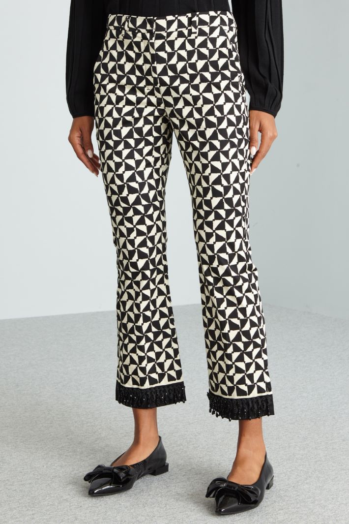 Pantaloni in cotone stampato - NERO BIANCO - Fashion Market - 2