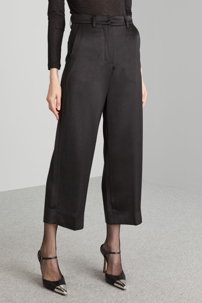 Pantaloni fluidi in raso - NERO - Fashion Market - 4