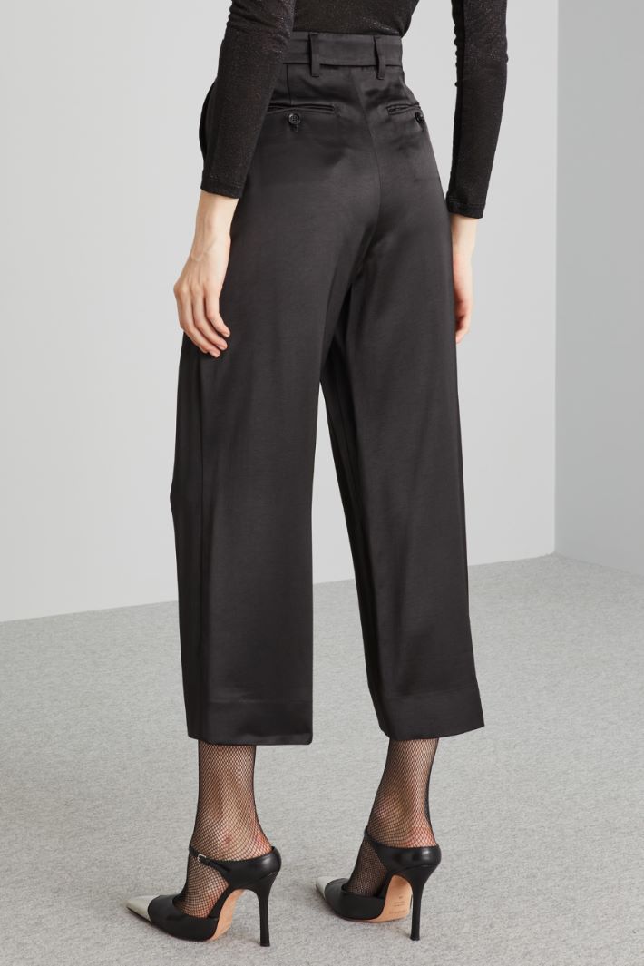 Pantaloni fluidi in raso - NERO - Fashion Market - 2
