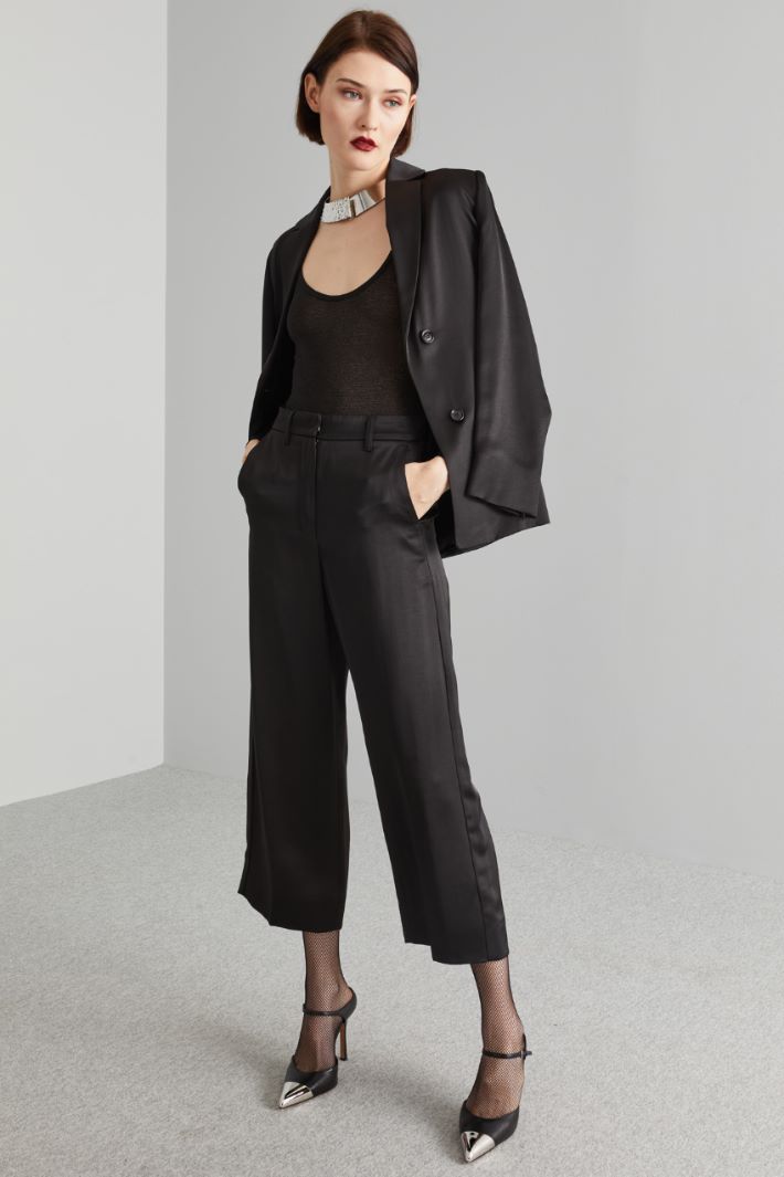 Pantaloni fluidi in raso - NERO - Fashion Market