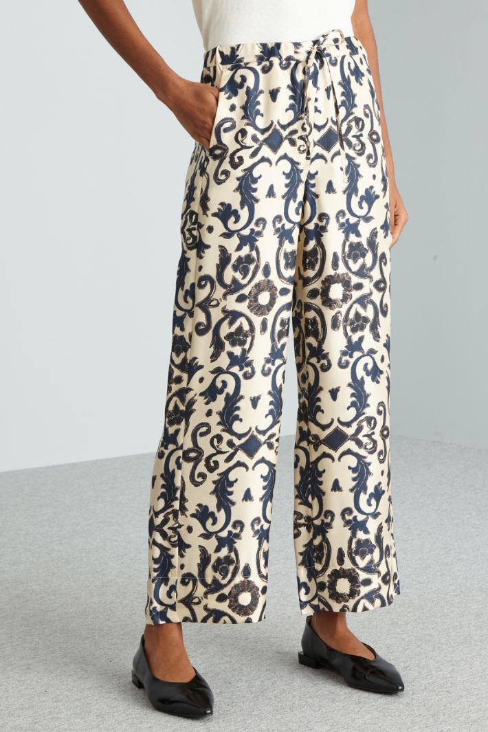 Pantalone in seta  - PANNA BLU - Fashion Market - 3
