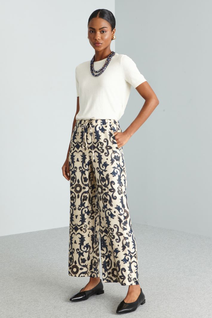 Pantalone in seta  - PANNA BLU - Fashion Market