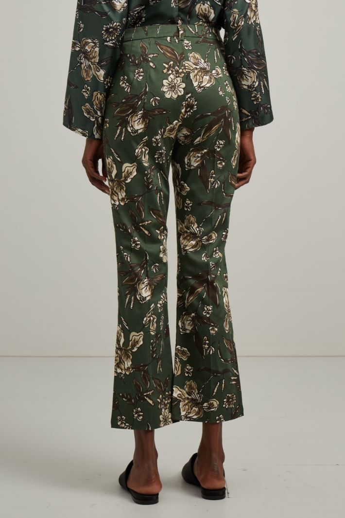 Pantaloni in raso stampato - VERDE BOTTIGLIA MARRONE - Fashion Market - 4