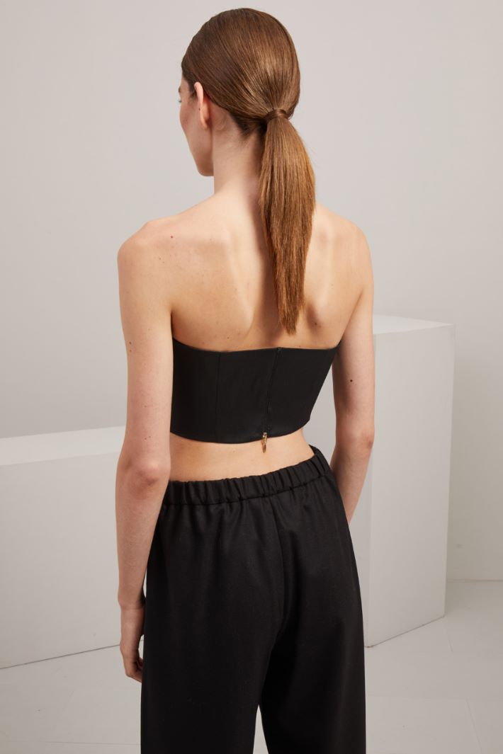 Crop top in taffetà - NERO - Fashion Market - 4