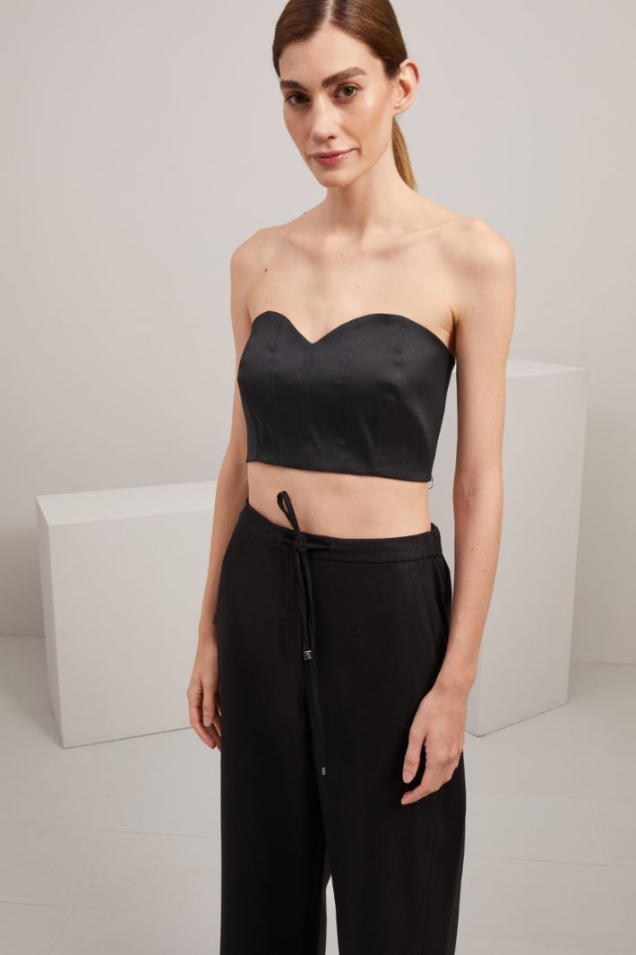 Crop top in taffetà - NERO - Fashion Market - 2