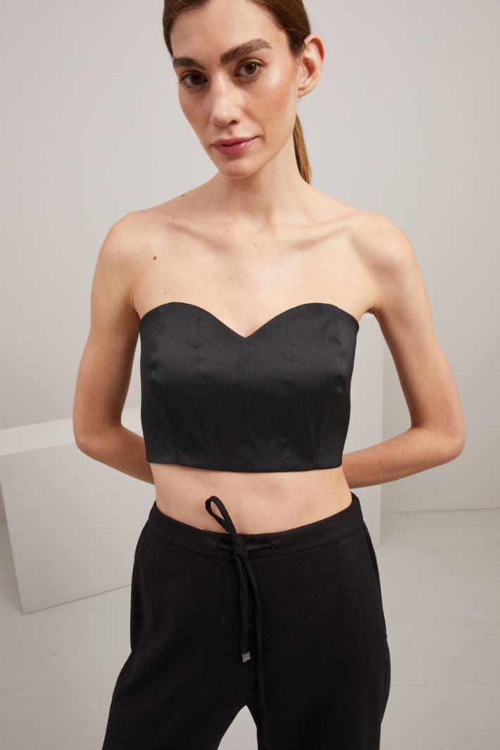 Crop top in taffetà - NERO - Fashion Market - 3