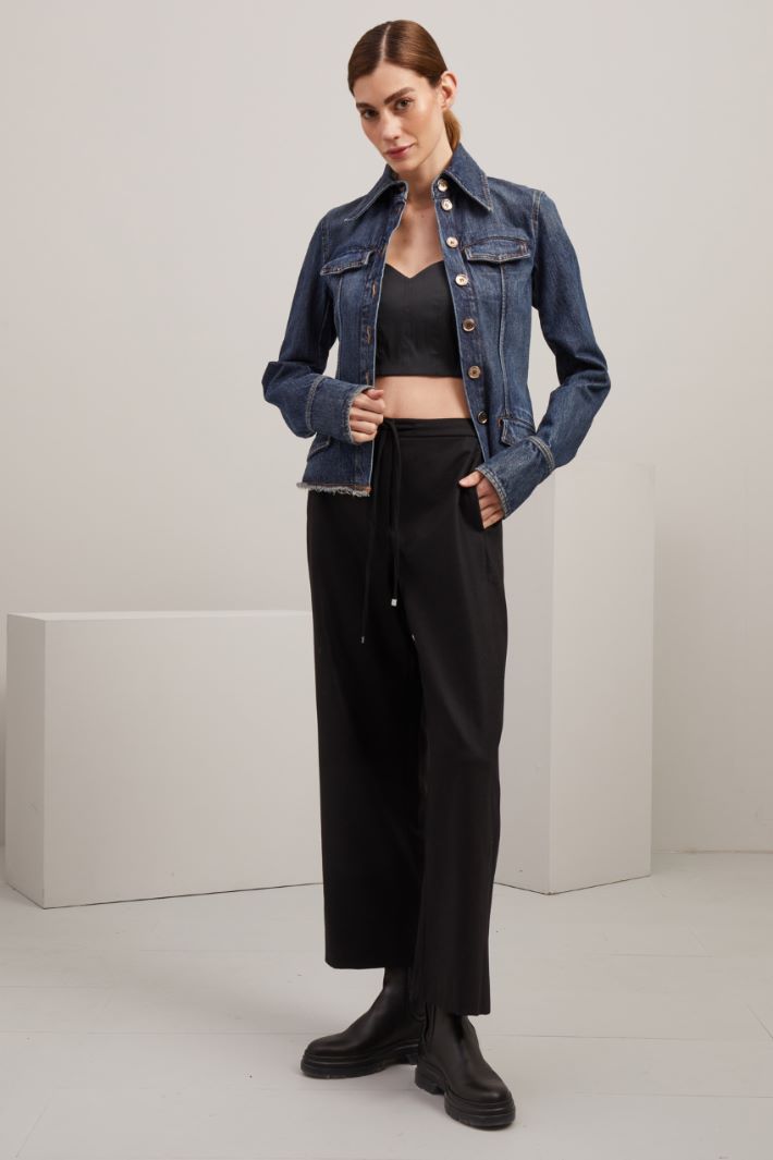 Crop top in taffetà - NERO - Fashion Market