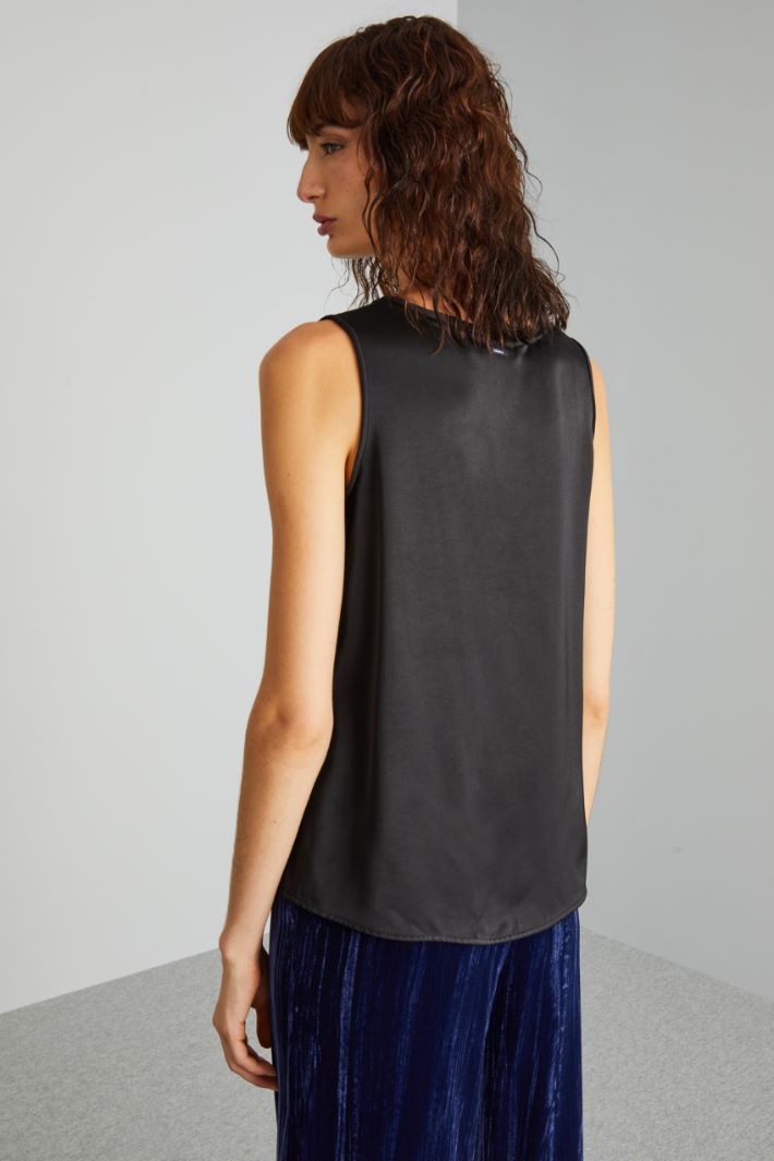 Top svasato in raso - NERO - Fashion Market - 4