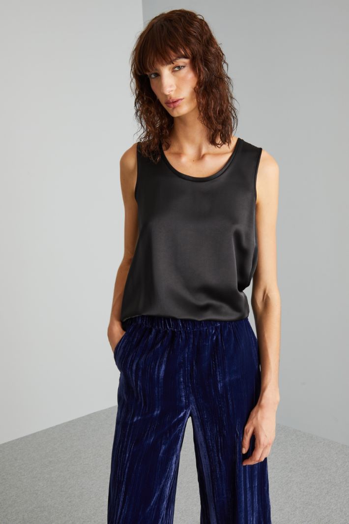 Top svasato in raso - NERO - Fashion Market - 2