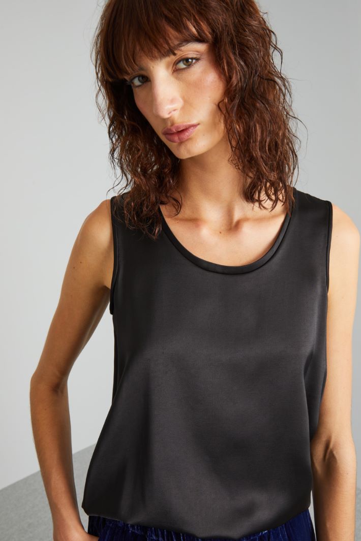 Top svasato in raso - NERO - Fashion Market - 3