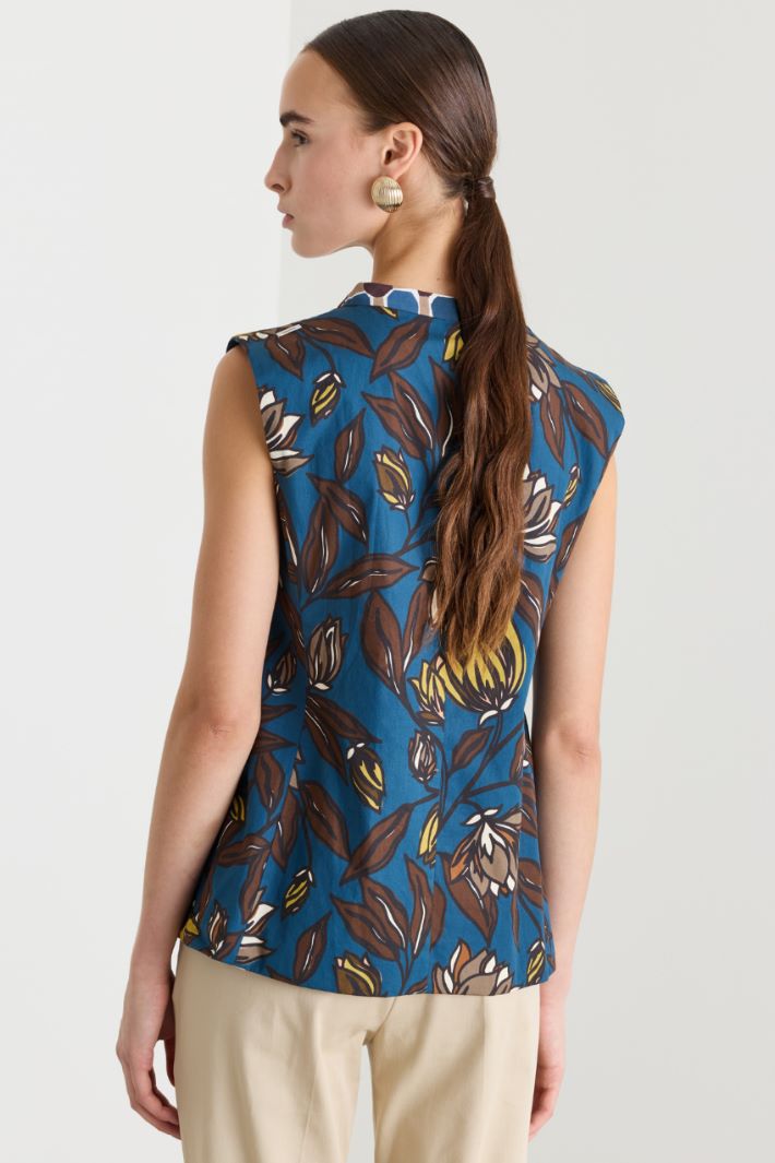 Top reversibile in cotone stampato - BLU - Fashion Market - 5